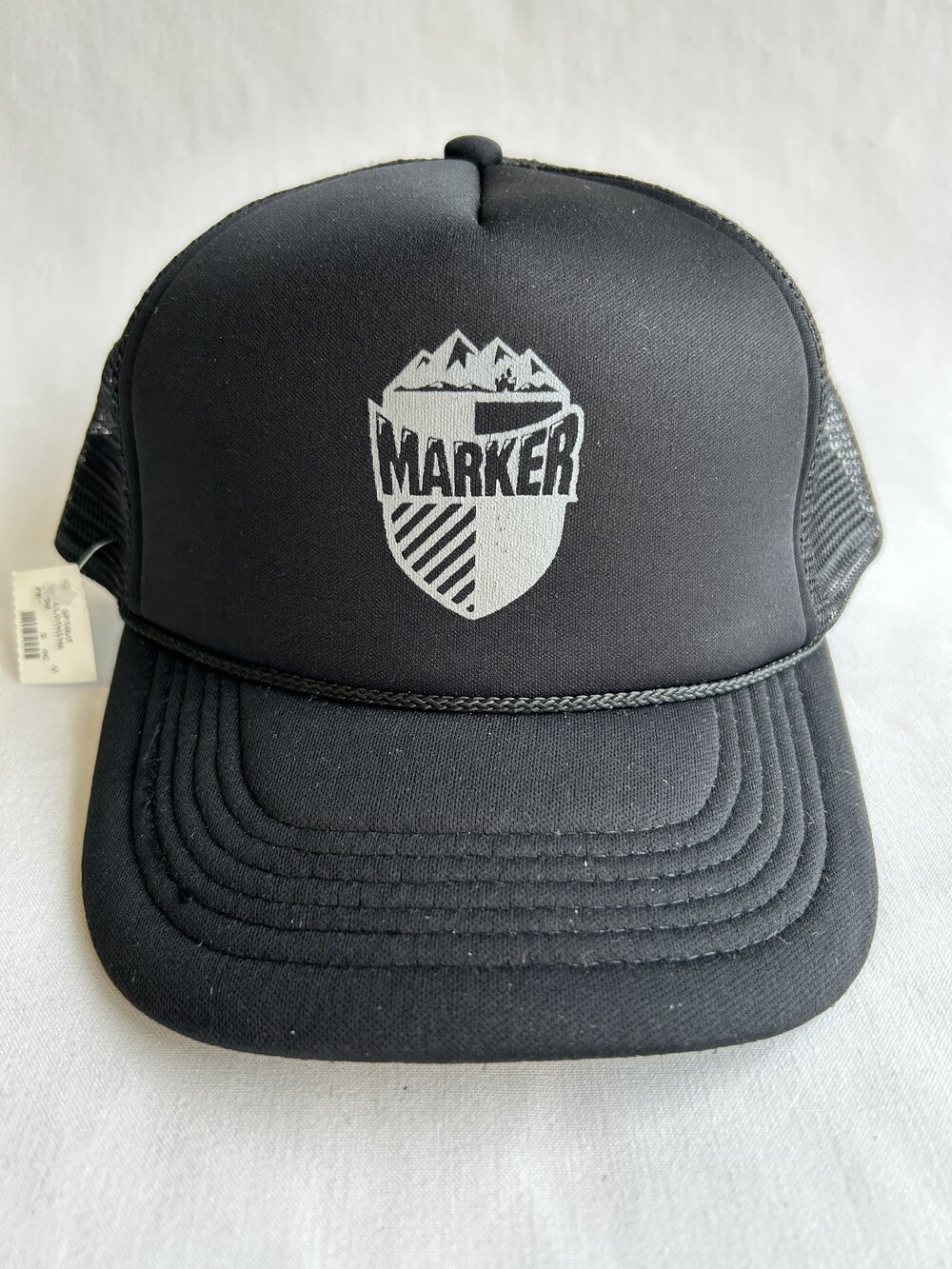 Marker Ski Hat Cap Snap Back Black Mesh Trucker Logo One Size Polyester Mens